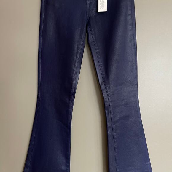 NWT L'Agence Marty Coated Flare Jeans Midnight Navy Blue High Waisted Chic Sexy - Picture 7 of 13